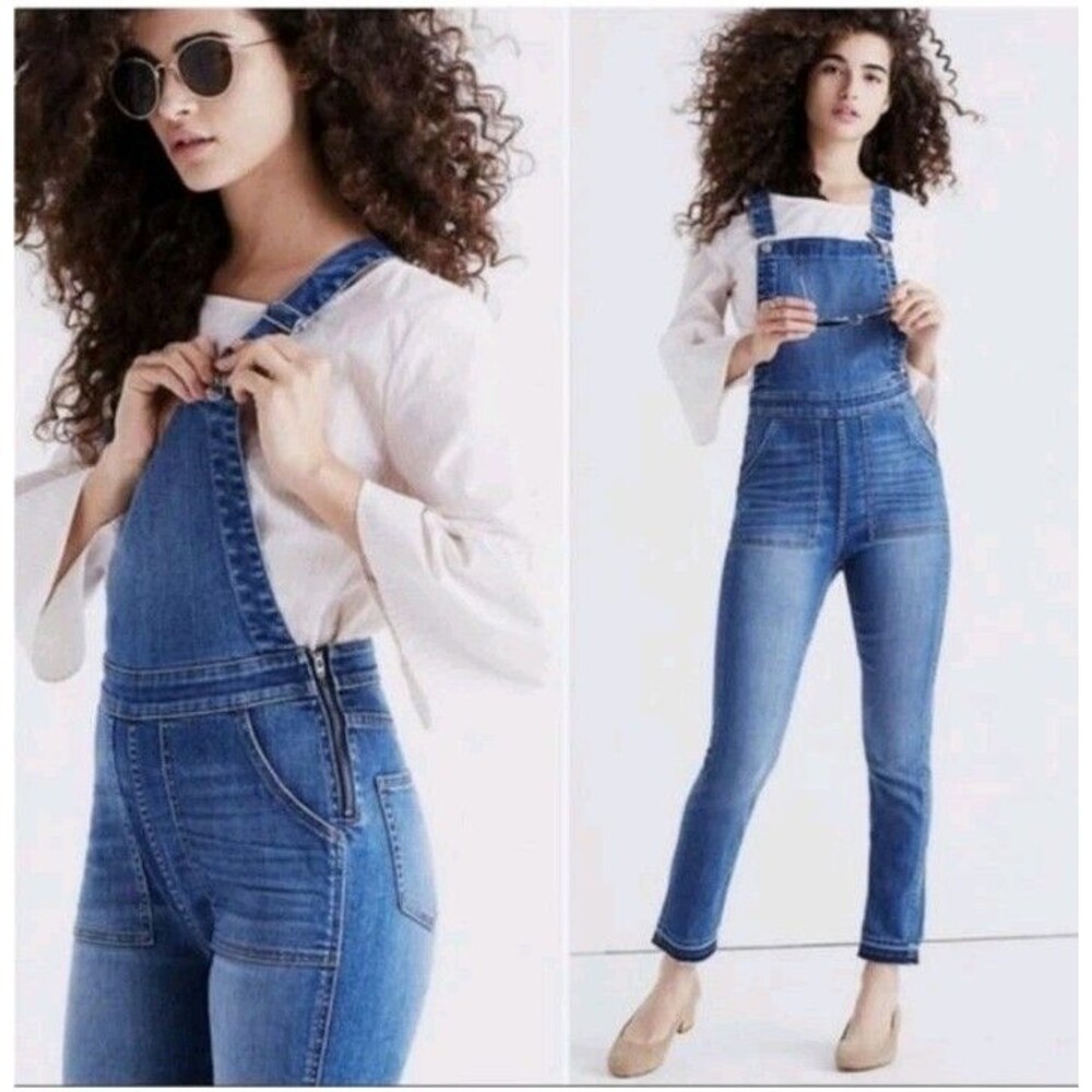 Madewell Skinny Overalls Denim Side Zipper Size Medium
